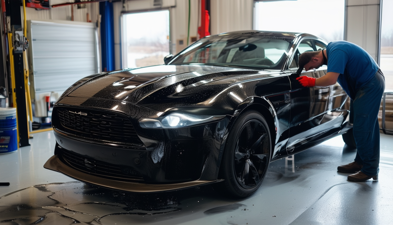 A pristine car being detailed by a professional in